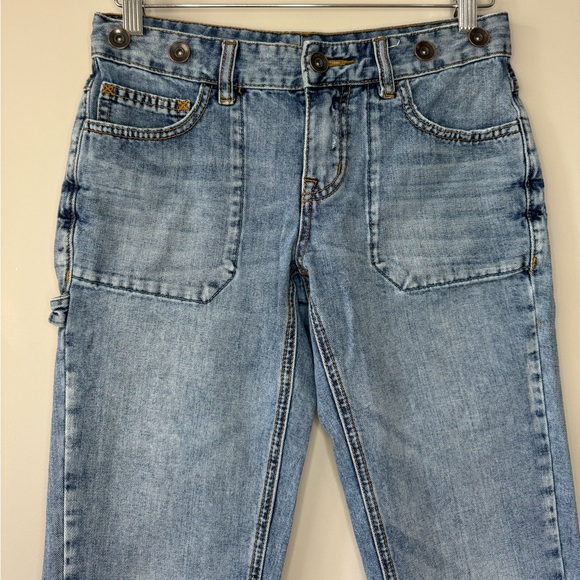 Free People low rise straight leg distressed hem button detail jeans size 25 - Picture 2 of 12